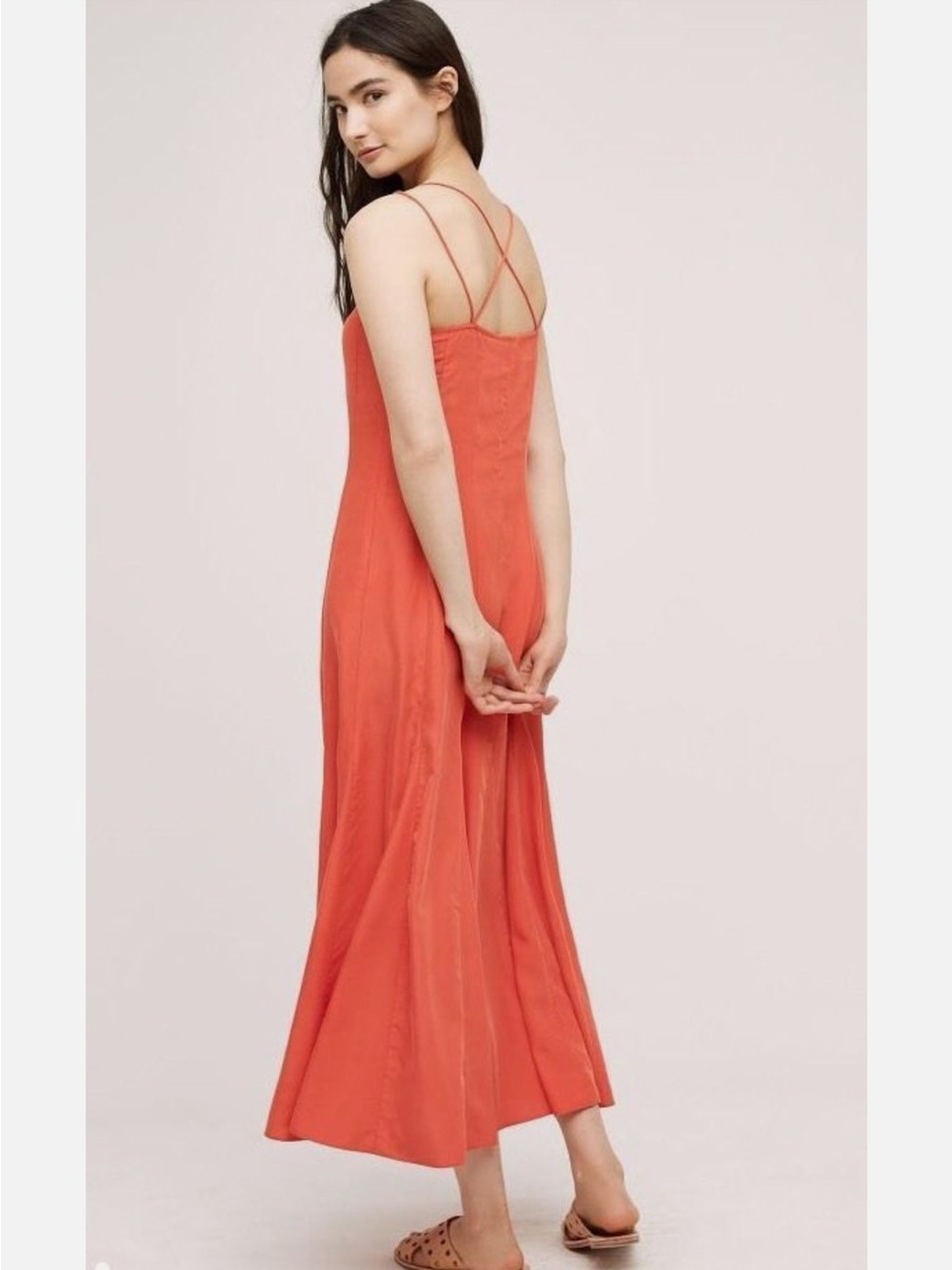 HD in Paris Coral-Red Crossback Maxi Dress